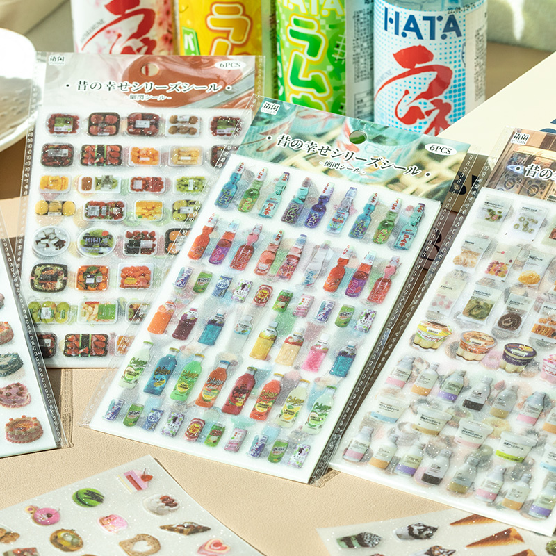 Embellishments For Scrapbooking - 6 Blatt süße Kuchen-Snacks-Thema-Aufkleber, Kreativität, selbstklebend,