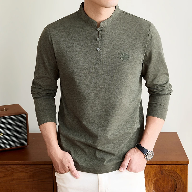 Herren-T-Shirt mit Mandarin-Kr – Embellish Knit Bewertung und Preis