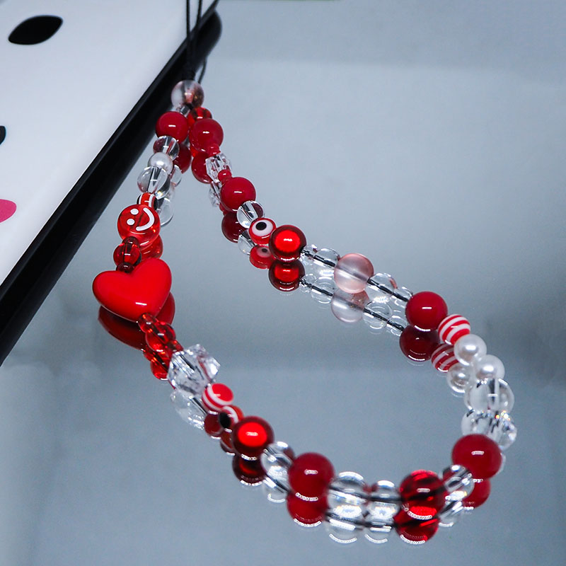 Rot klar Handy y2k Telefon Cha – Pearl Trim Chain Bewertung und Preis