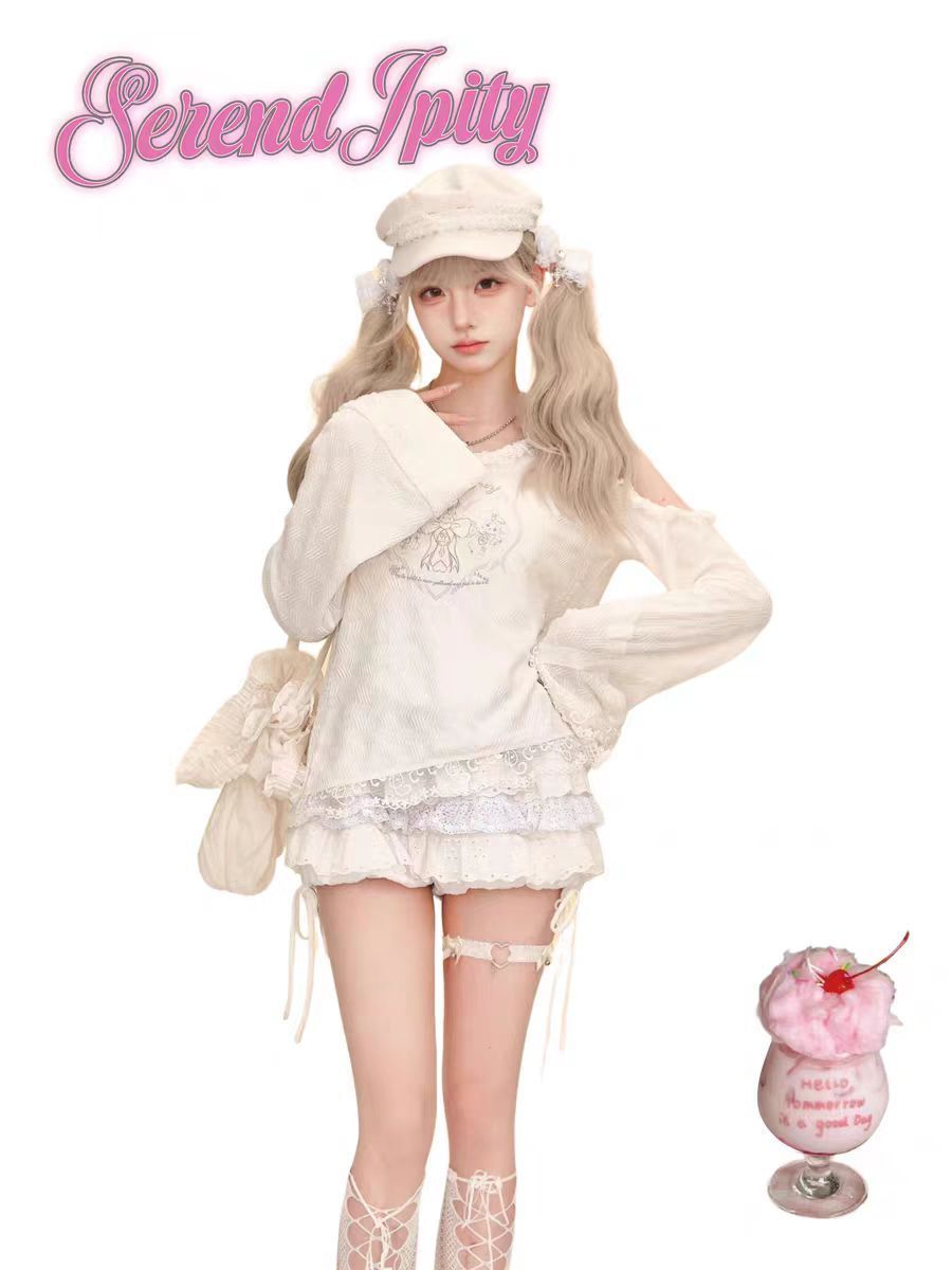 Süßes Kawaii Y2K 2-teiliges Se – Elastic Lace Trim Bewertung und Preis